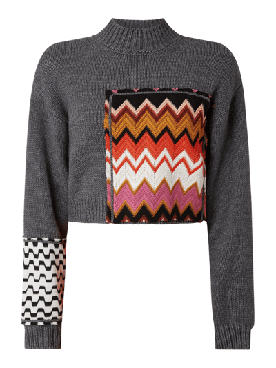 M Missoni Pullover mit Kontrastaufnähern  Anthrazit 2