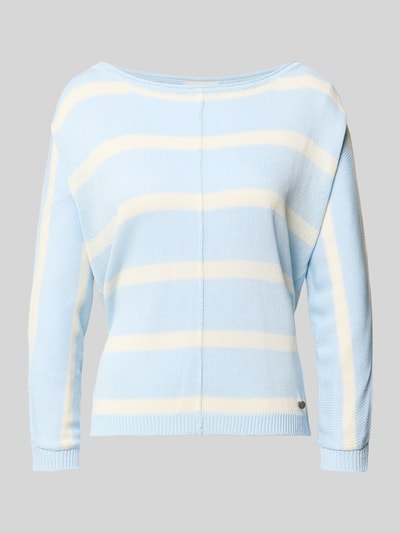 Produktfoto, Boxy Fit Strickpullover aus Viskose-Mix Modell 'ALBERTA' von Pepe Jeans in hellblau-creme, Struktur-Muster, Strickoptik