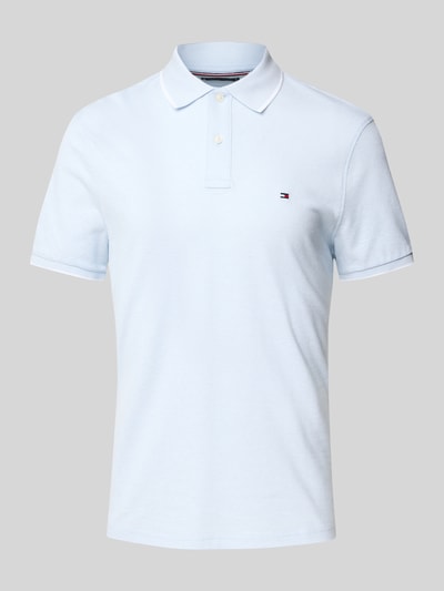Tommy Hilfiger Regular Fit Poloshirt aus Baumwoll-Leinen-Mix Hellblau 2