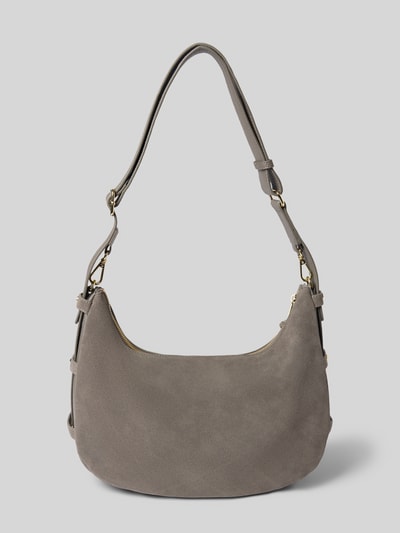 Produktfoto, Handtasche aus Kalbsleder Modell 'Lifetime Sister' von Hey Marly in Taupe mit Label-Applikation und Schulterriemen, glatte Textur