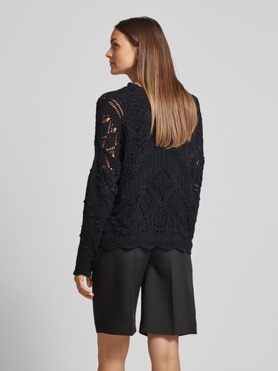 Vero Moda Cropped Strickpullover mit Lochstrickmuster Modell 'KENIA' Black 5