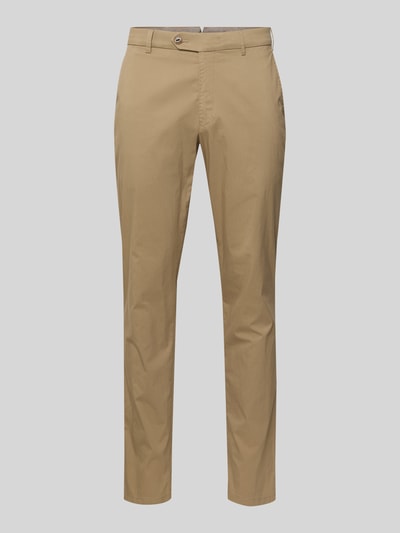 Produktfoto, Hose mit Gesäßtaschen Modell 'Lupus' von Mmx aus sandfarbenem Baumwoll-Mix mit Stretch-Anteil, Regular Fit, Eingrifftaschen, Bundweite 47 cm, Innenbeinlänge 81 cm