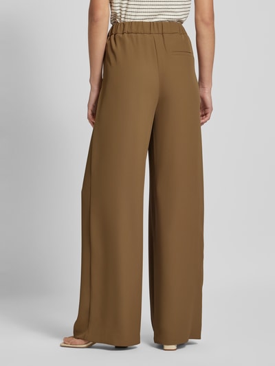 Jake*s Collection Wide leg stoffen broek met bandplooien Olijfgroen - 5