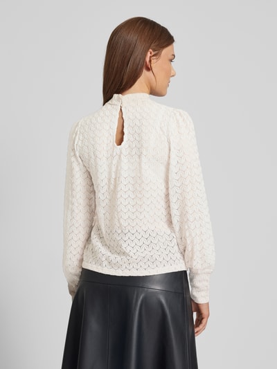 Vero Moda Regular Fit Spitzenbluse mit Ballonärmeln Modell 'BECCA' Hellgrau 5