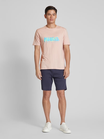 HUGO T-shirt met labelprint, model 'Dacation' Rosé - 1