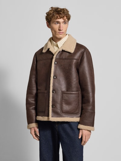 Jack & Jones Kurtka z listwą guzikową model ‘CAMBRIDGE’ Ciemnobrązowy 4