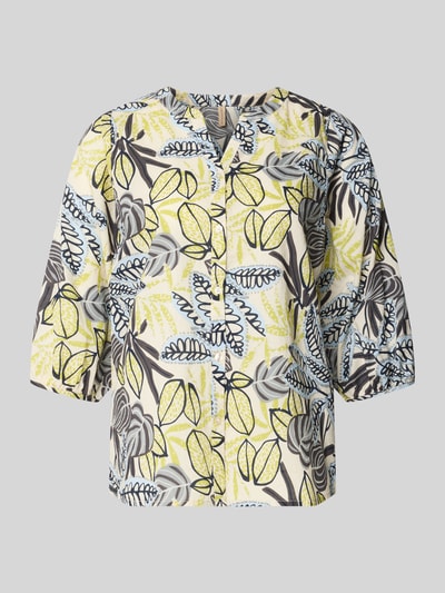 Produktfoto, Regular Fit Bluse mit floralem Allover-Print von Soyaconcept aus reiner Baumwolle mit Tunika-Ausschnitt und Knopfleiste, mehrfarbig
