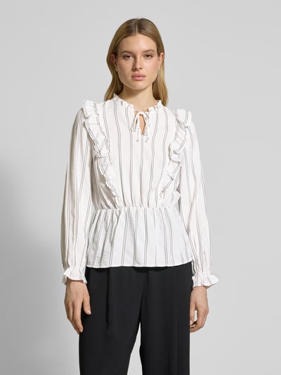 ICHI Regular fit blouse met druppelvormige hals, model 'OLLIE' Offwhite - 4