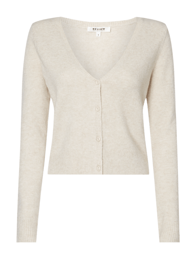 Review Cropped Cardigan mit V-Ausschnitt  Offwhite Melange 1