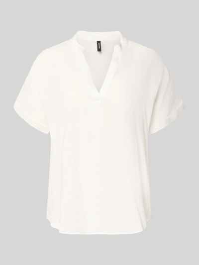 Produktfoto, Relaxed Fit Blusenshirt aus reiner Viskose Modell 'BEAUTY' von Vero Moda, unifarben, Tunika-Kragen, V-Ausschnitt, Kurzarm