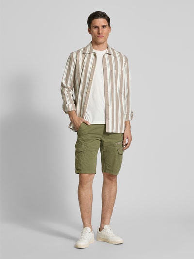 PME Legend Slim Fit Cargoshorts mit Label-Print Modell 'NORDROP' Oliv 1