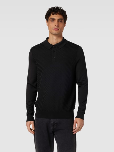 BOSS Gebreide pullover met platte kraag, model 'Padori' Zwart - 4