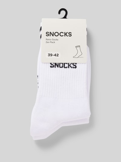 Snocks Socken mit Label-Stitching Modell 'Retro' Weiss 3