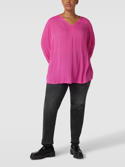 KAFFE Curve Blouse met V-hals, model 'AMI' Roze - 1