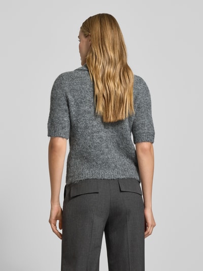 Vero Moda Regular Fit Strick-Poloshirt mit Woll-Anteil Modell 'BLISS' Mittelgrau 5