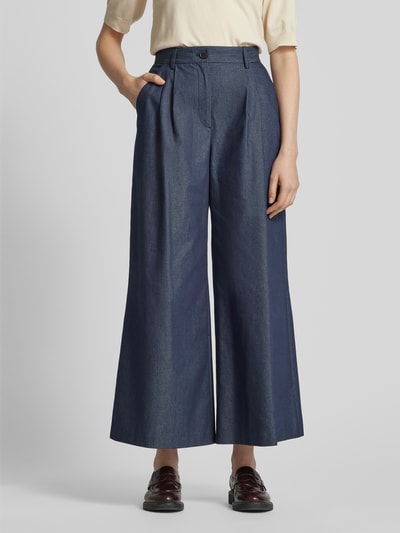 MORE Wide Leg Bundfaltenhose mit Gürtelschlaufen Jeansblau 4