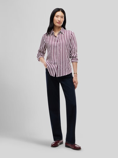 Tommy Hilfiger blouse met lange mouwen met streepmotief Donkerrood - 1