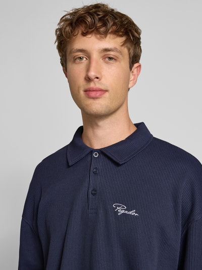 Pegador Longsleeve mit Logo-Stitching und Polokragen Marine 3