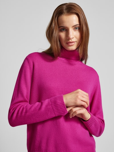 MAERZ Muenchen Wollpullover aus Schurwolle mit Rollkragen Fuchsia 3