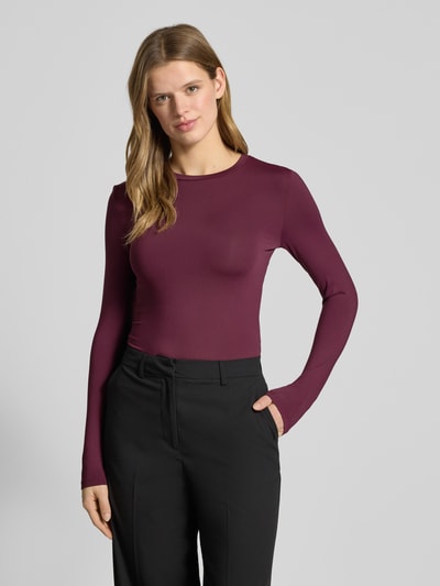 PIECES Slim Fit Langarmshirt mit Rundhalsausschnitt Modell 'LULA' Bordeaux 4