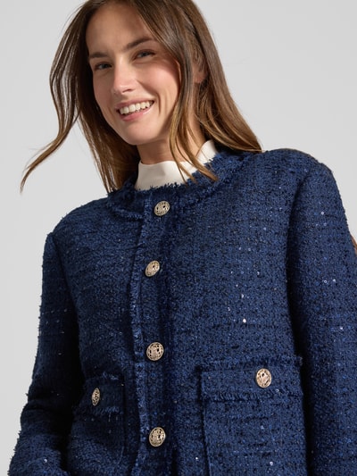 WHITE LABEL Blazer in Bouclé-Optik mit Knopfleiste Dunkelblau 3