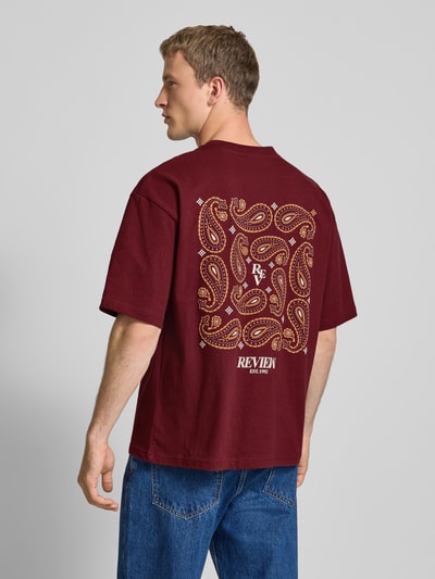 REVIEW Oversized T-shirt met labelprint en ronde hals Roestrood - 5