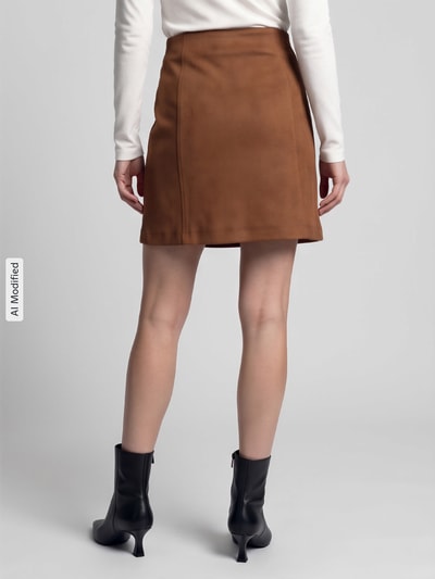 VERO MODA Ausgestellter Mini-Rock mit Teilungsnähten Modell 'DONNAHAZEL' Cognac 5