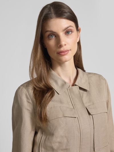 s.Oliver BLACK LABEL Bluzon o kroju regular fit z mieszanki wiskozu i lnu Szarobrązowy 3