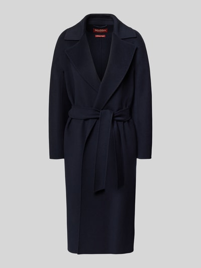Produktfoto, Relaxed Fit Wollmantel mit Seiden-und Kaschmir-Anteil Modell 'MSTCLES' von Max Mara Studio, Optik: Unifarben, Reverskragen, Taillengürtel, Gehschlitz, Langarm, seitliche Eingrifftaschen, Schurwoll-Mix