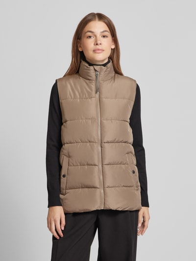 Fransa Bodywarmer met opstaande kraag, model 'mabelle' Taupe - 4