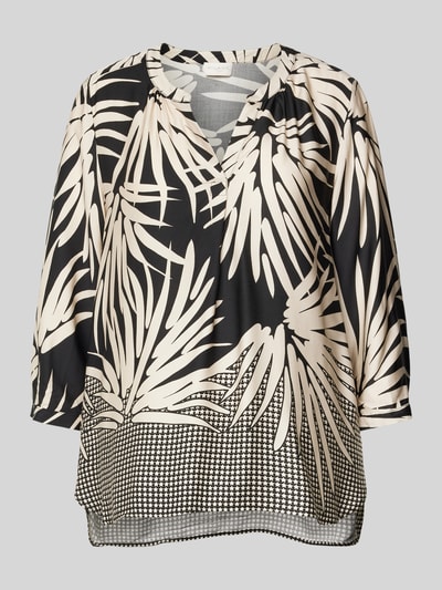 Milano Italy Relaxed Fit Bluse mit Tunikakragen Black 2