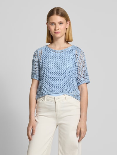 monari Bluzka z dzianiny z ażurowym wzorem Jasnoniebieski 4