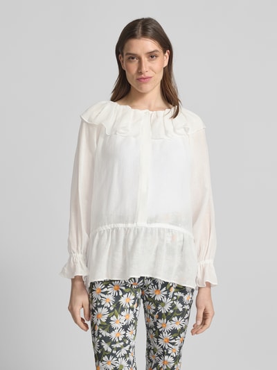 Weekend Max Mara Regular Fit Bluse aus Viskose-Leinen-Mix Modell 'ASTRO' Weiss 4