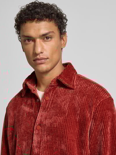 JAKE*S STUDIO MEN Regular Fit Freizeithemd in Cord-Optik Rot 3
