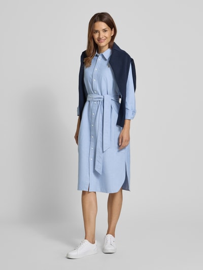 Polo Ralph Lauren Sukienka koszulowa z wiązanym paskiem i wyhaftowanym logo Niebieski 1