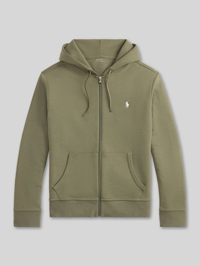 Productfoto, regular fit sweatjack van katoenmix van Polo Ralph Lauren in olijfgroen met rechte lijnen, gladde structuur, Heren sweatjack