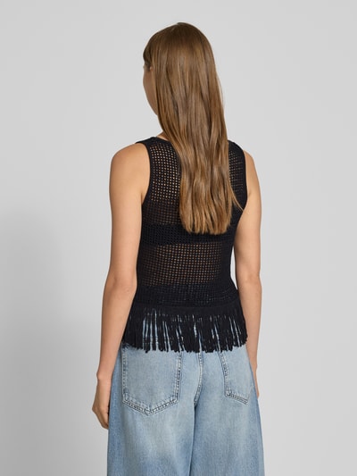 Zero Semitransparentes Stricktop mit Fransen BLACK 5
