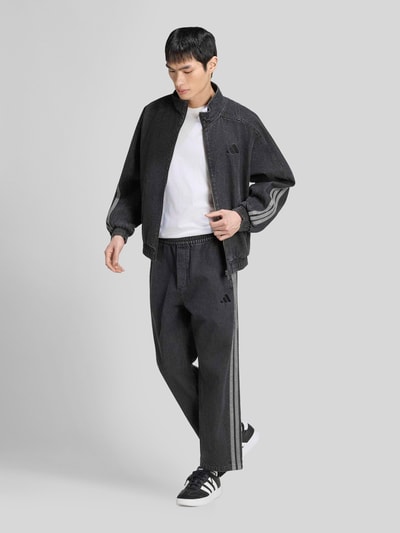 adidas Sportswear Loose Fit Trainingsjacke aus Baumwoll-Denim mit 3-Streifen-Design Black 1