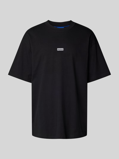 Hugo Blue Oversized T-Shirt aus Viskose mit Label-Print Modell 'Nalono' Black 2