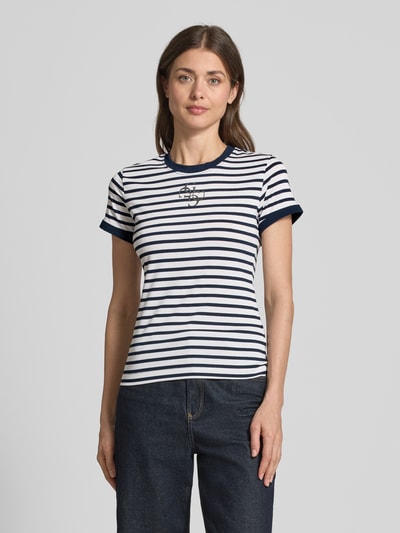 GUESS T-Shirt mit Rundhalsausschnitt und Label-Print Marine 4