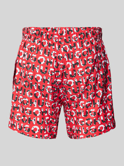 HUGO Badehose mit Allover-Label-Print Modell 'TORTUGA' Rot 3