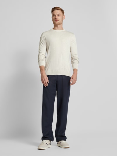 Tom Tailor Strickpullover mit Label-Stitching Modell 'BASIC' Offwhite 1