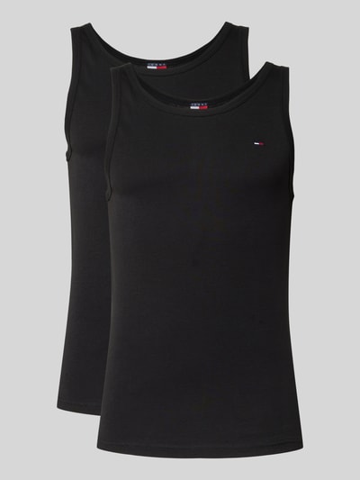 Produktfoto, Slim Fit Tank Top aus reiner Baumwolle im 2er-Pack von Tommy Jeans, look: effen, pasvorm: slim fit, gestikt logo, u-hals, multiverpakking: set van 2, materiaalverwerking: fijnrib, materiaal: puur katoen