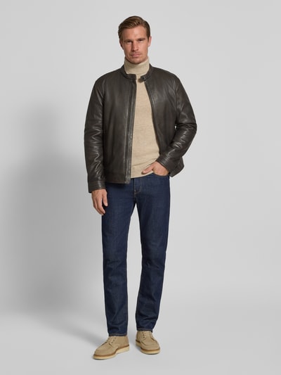 Strellson Slim Fit Lederjacke aus genarbtem Lammleder Modell 'JACE' Black 1