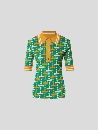 Dodo bar Or Poloshirt mit Allover-Label Grün meliert 2