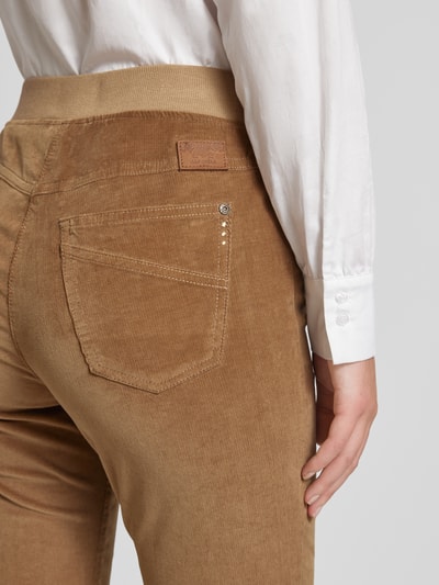 Raphaela By Brax Slim Fit Hose aus Feincord mit elastischem Bund Camel 3