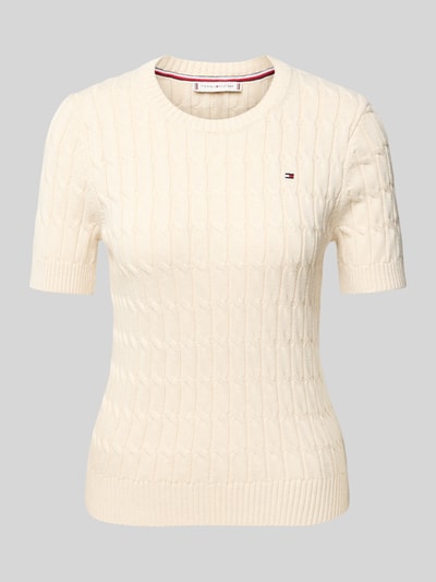 Tommy Hilfiger Regular Fit Strickpullover aus reiner Baumwolle Ecru 2