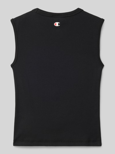Productfoto, Regular Fit Top mit Logo-Stitching van CHAMPION, kinder top in elastische katoenmix, zwarte kleur, ronde hals, lengte achterzijde maat 140: 37 cm