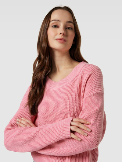 Emily Van den Bergh Gebreide pullover met geribde ronde hals Felroze - 3