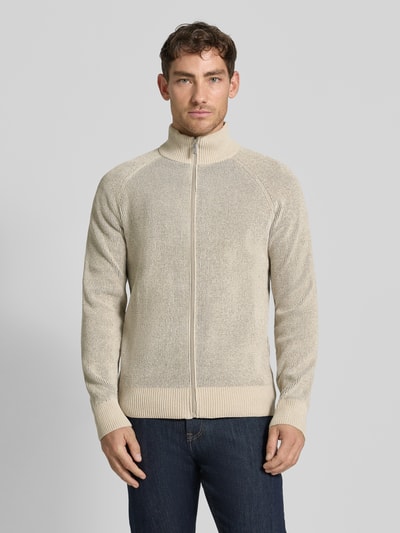 JAKE*S STUDIO MEN Cardigan met opstaande kraag en ritssluiting Ecru - 4